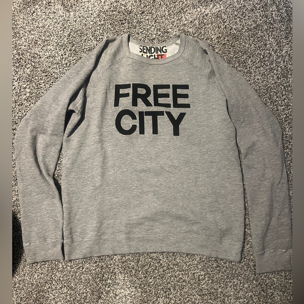 freecity Gray 'FREE CITY' Logo Crewneck Sweatshirt